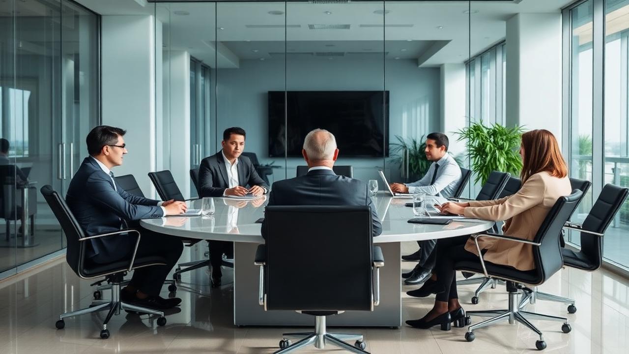 Corporate boardroom meeting