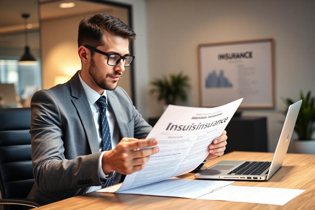 Business professional reviewing insurance documents