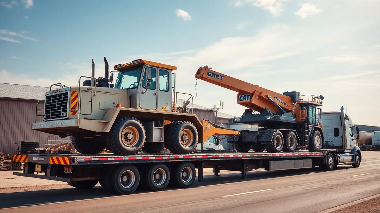 Heavy equipment being transported