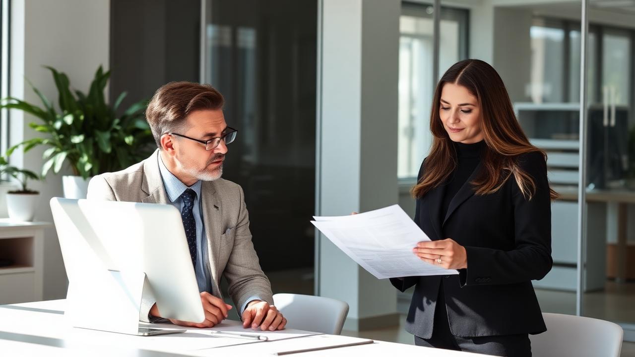 Professional consultant reviewing documents