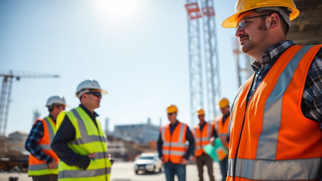 Construction workers with safety equipment